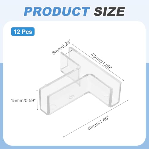 uxcell 24Pcs Plastic Glass Connector, Suitable for 6mm Thick t Shaped Glass to Glass Clamp, Fixing Bracket Rimless Clip Holder for Aquarium Fish Tank Display Shelves, Transparent - color: Transparent, size: 6mm