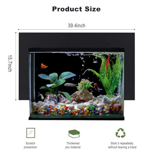 15.7X 39.4in Aquarium Background Black, Fish Tank Background Wallpaper Electrostatic Thickening, Easy to Install