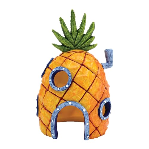 Penn-Plax Spongebob and Pineapple House Aquarium Ornament | 2 Piece Set | Great for Fresh or alt Water Tanks (Pack of 3) - size: Medium (Pack of 3)
