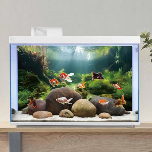 AWERT 48x24 inches Ocean Floor Aquatic Plants Aquarium Background Undersea Theme Aquarium Background Polyester Underwater Fish Tank Background - size: 48x24in/120x60cm