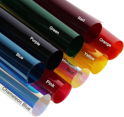 Decorative Window Film Anti UV Colorful Adhesive Vinyl Heat Rejection Solar Window Tinting Vinyl for Christmas Home Decoration DIY,9 Colors Bundle Pack,6Inch x 11.8Inch - color: Cool Color, size: 6Inch x 11.8Inch 9pcs