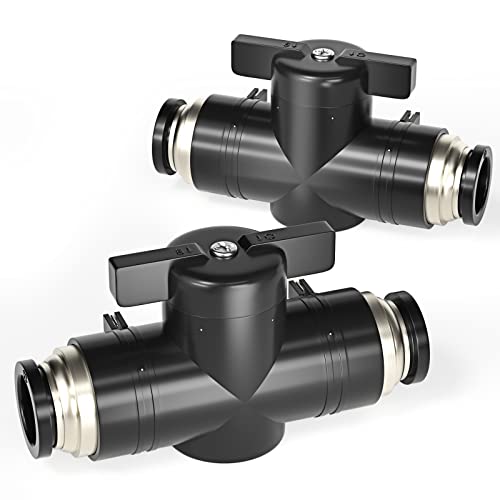 TAILONZ PNEUMATIC BVU-1/4 OD Ball Valve Air Flow Control Valve Push to Connect Fitting（Pack of 3） - size: 1/4"OD/3PCS