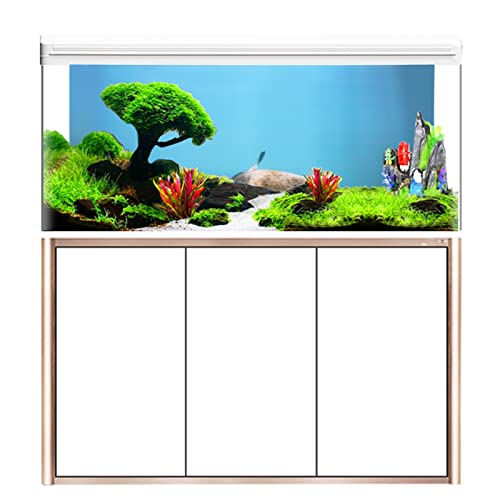 Aquarium Background Paper PVC Self Adhesive 3D Effect Fish Tank Decoration Poster, HD Lifelike Deep Sea Animal Design, Non Sticker for Freshwater (122 * 50CM) - size: 122*50CM