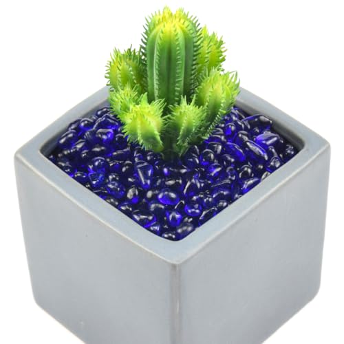 WAYBER Glass Stones, 1Lb/460g Irregular Sea Glass Pebbles Non-Toxic Artificial Gemstones for Gem Display/Vase Filler/Terrarium Flowerpot Aquarium Turtle Tank Decoration, Dark Blue - color: Dark Blue Sea Glass, size: 1 Pound