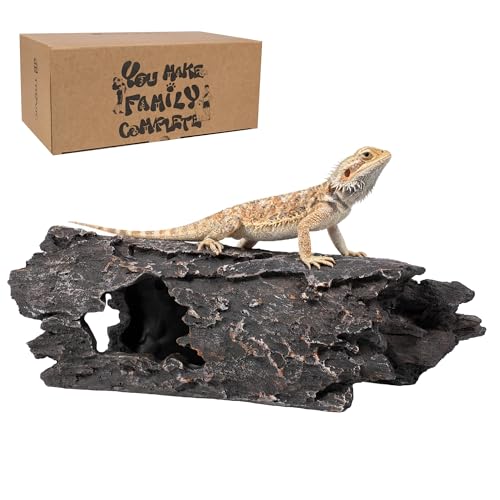 TRUVIC Fish Tank Decorations - Aquarium Large Cave Decor, Resin Hollow Tree Trunk Reptile Hide & Betta Log Hideout for 55 Gallon Tank, Fish Accessories Shelter Cave - color: Wood L