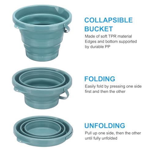 PATIKIL Collapsible Bucket 5L/1.3Gallon, Small Foldable Bucket Portable Plastic Round Tub for House Cleaning Car Washing Camping Fishing, Light Blue - color: Nordic Blue, size: 5L/1.3Gallon