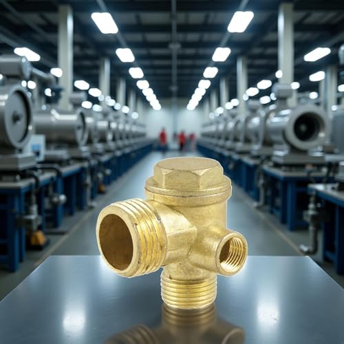 3-Port Brass Air Compressor Check Valve - Heavy-Duty Pneumatic Replacement Part with Leak-Proof Design for Central Pneumatic Compressors, Industrial Repair