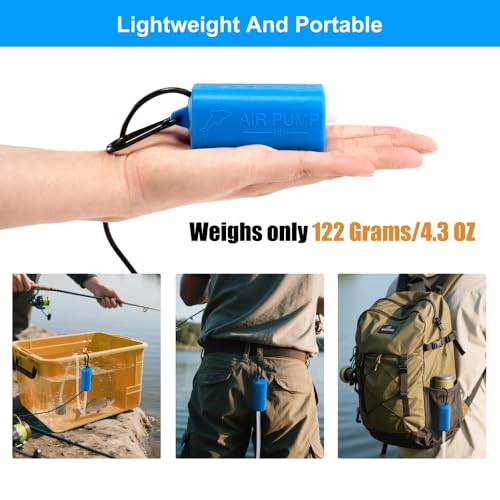 DaToo USB Mini Aquarium Air Pump Ultra Quiet Fish Tank Air Pump with Black Hanging Clasp Portable Aquarium Oxygen Aerator Pump Includes Fish Tank Airline Tubing and Air Stone(1W/2W/3W) - size: 3W