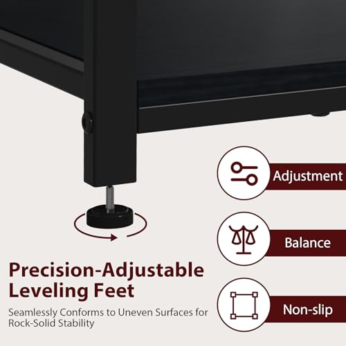 20-29-37 Gallon Fish Tank Stand with Power Outlet, Heavy Duty Metal Aquarium Stand with Two Storage Drawers for Fish Tank Accessories Storage, Perfect for Turtle Tank, Reptile Terrarium, Black - color: Black, size: 20-29-37 Gallon