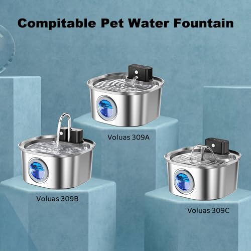 20 Pack Replacement Cat Water Fountain Filters for 108oz/3.2L Stainless Steel Pet Water Fountain 309A/309B/309C, 10 Filters and 10 Pre-Filter Sponges
