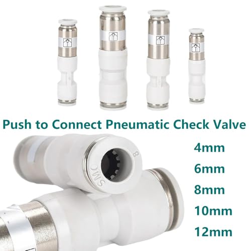 2PCS Pneumatic Check Valve, 6mm Inner Dia. Non Return Check Valve, Straight One Way Valve Push to Connect Quick Connector for Vacuum Air Compressor Pump