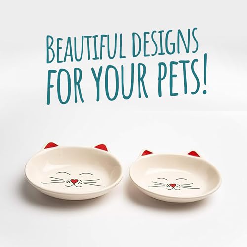 Park Life Designs Oscar Cat Dish - Feeding Bowls - Cat Shaped Food and Water Bowls for Cats (White) - color: White