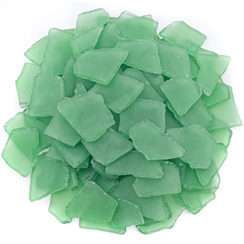 Keedolla Sea Glass for Crafts - 10 OZ Flat Frosted Seaglass Pieces Crushed for DIY Art Crafts, Vase Filler, Beach Weddings, Aquarium and Home Decor - Green - color: Green, size: 10 OZ / 0.63 LB