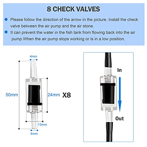 aquarium air pump accessories set-9.84/26.25/101.71 feet aquarium airline tubing hose,check valves,air stones and connectors of I,L,T shape (26.25 feet hose 8 stone 8 check valve 12 connector) - size: 26.25 feet hose 8 stone 8 check valve 12 connector