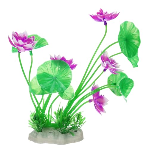 uxcell Aquarium Artificial Plants, 1 Pcs Fish Tank Plants Decorations Accessories Aquatic Ornaments Decor Water Grass, Rose Red-Green (Lotus Flower) - color: Rose Red-green