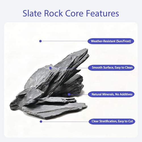Natural Slate Rocks 2-6 Inches Aquarium Rocks 10lb Natural Stones for Fish Tank Aquascaping Reptile Terrarium Landscaping Decor - size: 10lb(2–6in)
