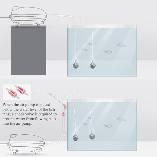 HITOP Aquarium Air Pump Accessories Kit: Standard 3/16" Air Tubing, Check Valves, Air Stones, Suction Cups, Regulating Valves, Connector, Suitable for Common Fish Tank Air Pumps