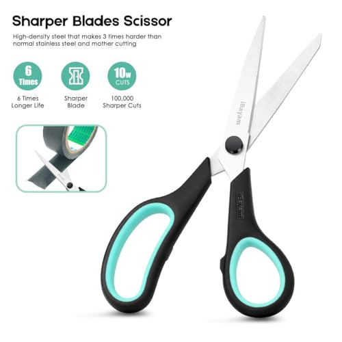 iBayam 3-Pack 8" Heavy Duty Scissors with Ultra Sharp Blades and Comfort Grip Handles - For Office, Home, School, Sewing, and Crafts - color: Red, Green, Blue, size: 3-Pack