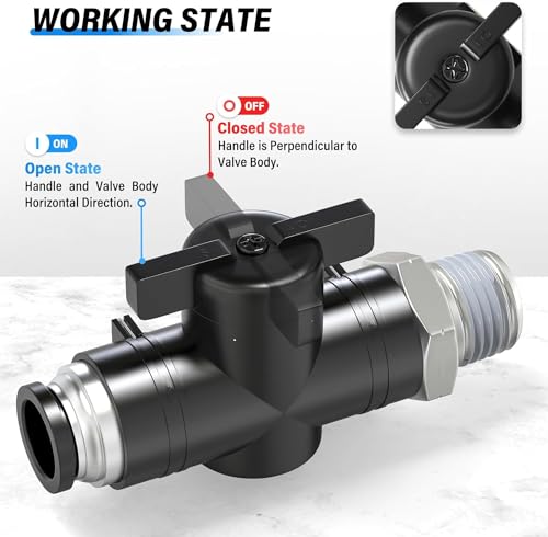 TAILONZ PNEUMATIC 1/2 Inch Tube OD x 3/8 Inch NPT Thread Ball Valve Air Flow Control Valve Push to Connect Fitting BVC-1/2-N3（Pack of 1） - size: 1/2"OD x 3/8"NPT/1PCS