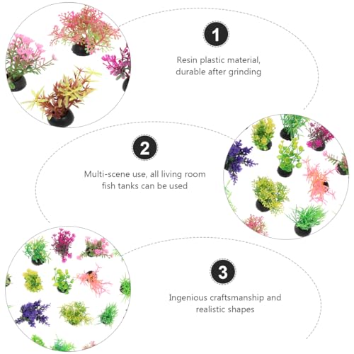POPETPOP 40 Pcs Artificial Aquarium Plants - Mini Fish Tank Landscaping Water Plants, Plastic Small Aquarium Decor for Household and Office Aquarium