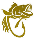 WickedGoodz Bass Fish Hook Vinyl Decal Transfer - Fishing Sticker - Gold, White, or Black 5" and 8" (Gold, 5") - color: Gold, size: 5"