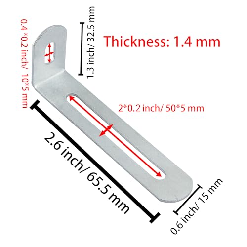 2.6"x1.3"x0.6"Adjustable Right Angle Brackets Metal L Bracket Heavy Duty 90 Degree Corner Fastener L-Shape Corner Brace Support Silver Shelf Bracket , 10Pcs - size: 2.6"x1.3", style: SILVER/10PCS