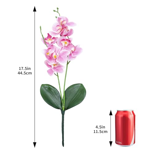 2 Pcs Artificial Phalaenopsis Orchid with Suction Cups - Pink & Red Reptile Terrarium Plant Decor, Lifelike Plastic Hanging Vine for Aquarium Snake Gecko Hermit Crab Habitat Decoration
