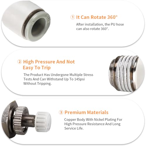 5Pcs Push to Connect Air Flow Control Valve, White 5/16in Tube OD x 1/4" Male Thread 90 Degree Elbow Speed Control Valve Pneumatic Connector Quick Fittings - size: Male Thread G1/4 x White (5pcs)