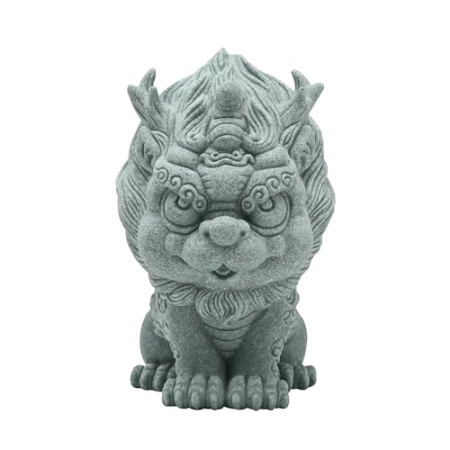 Feng Shui Ornaments Fish Tank Foo Dogs Bonsai Aquarium Fish Tank Statue Asian Oriental Aquarium Statues Qi Lin Figurines for Garden Fish Tank Bonsai Decoration Desktop Attract Wealth and Luck (S)