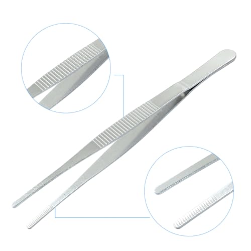 2 Pcs 6 Inch Stainless Steel Forceps, Straight Metal Tweezers General Application for Kitchen, Crafts, Plants - size: 6 Inch