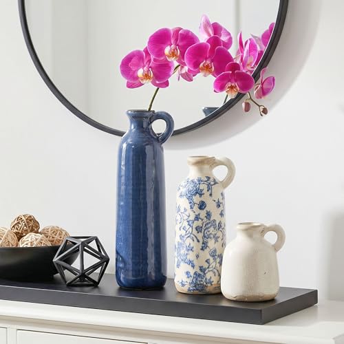 Ceramic Vase Set, 3Pcs Flower Vases for Modern Boho Farmhouse Decor, Decorative Vases for Pampas Grass & Dried Flowers, Distressed Finish - color: B