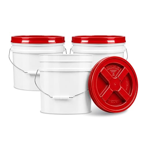 ePackageSupply 3.5 Gallon Bucket with Lid - Food Grade Bucket with Airtight Gamma Seal Screw-On Lid, 90 Mil Heavy Duty HDPE Plastic, BPA Free, for Bulk Food Storage, Made in USA - Red, 3 Packs - color: Red, size: 3 Packs