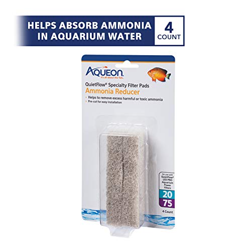 Aqueon QuietFlow LED PRO Ammonia Reducer 4 Count Filter Pads for Model 20 and 75 - size: For Model 20 and 75, style: Ammonia