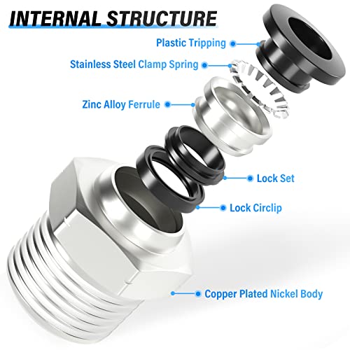 TAILONZ PNEUMATIC Male Straight 1/4 Inch Tube OD x 3/8 Inch NPT Thread Push to Connect Fittings PC-1/4-N3 (Pack of 20) - size: 1/4"OD x 3/8"NPT