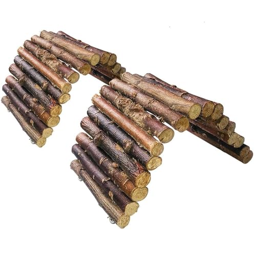 Hamster Bridge Rat Ladder Wooden Bridge Toy for Small Animals Cage Wood Ladder Natural Hideout for Guinea Pig Chinchilla Ferret Reptile (Pack of 2) (2 Ladder) - size: 8.0"L x 4.0"W