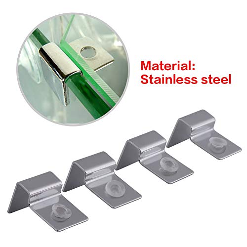 Pack of 4 Stainless Steel Aquarium Fish Glass Cover Clip Support Holder for Protecting(12mm)