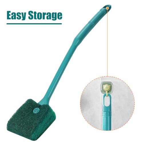 AQUANEAT Fish Tank Cleaning Tools, Aquarium Double Sided Sponge Brush, Algae Scraper Cleaner with Long Handle - color: green, size: 1pc