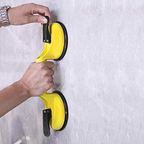FCHO Glass Suction Cups Heavy Duty Aluminum Vacuum Plate Handle Floor Holder Hooks to Lift Large Glass/Tile Suction Cup Lifter/Moving Glasses/Pad for Lifting/Dent Puller (2 Pack) - color: Yellow