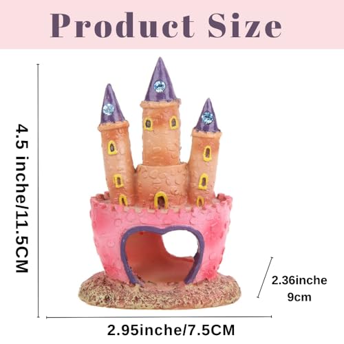 Fish Tank Decorations Pink Castle Aquarium Decorations Resin Fish Cave Hideouts Large Aquarium Decor,Vintage Castle Fish Tank Accessories for Betta Fish Freshwater and Saltwater Fishtanks