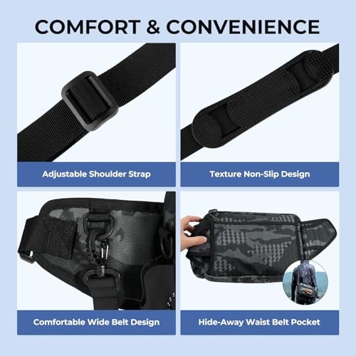 KastKing BaitSpace Waist Bag – Waterproof Tackle Storage Bag With Adjustable Belt, Fishing Fanny Pack for Men, Soft Bait Organizer, 3600 Utility Box, Rod Holder, Nylon - color: Black Camo