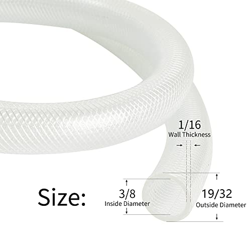 3/8’’ ID × 19/32’’ OD - 50 ft Clear Braided Hose Plastic Vinyl Tubing,High Pressure Flexible Reinforced PVC Tube for Transfer Water Air Oil, BPA Free & Non-Toxic - size: 3/8'' I.D., style: 50 FT