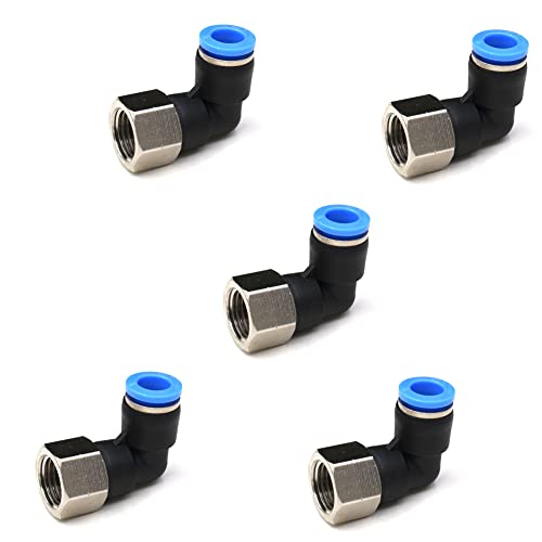 CEKER 6mm Tubing x 3/8" Npt Female Thread Elbow 90 Degree Push to Connect Fittings Air Fittings Pneumatic Quick Connect Fitting Airlines Push In Connectors Tube Fittings 5Packs - size: 6MM X 3/8" FNPT