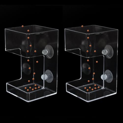 2 PCS Square Fish Feeder with Suction Cup Fish Tank Feed Tray Feeding Tube Supplies Breeder Box for Aquarium