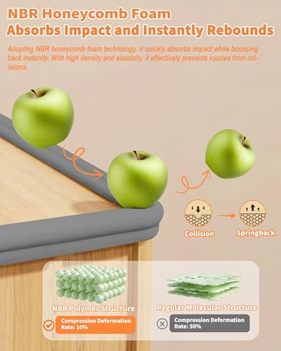 Edge Corner Protector Baby Proofing, 6.56FT 0.6'' Thicken L-Shape Furniture Fireplace Safety Bumper Guard with 6 Corners, Pre-Taped, Soft NBR Rubber Foam, Table Edge Protector for Baby (Grey) - color: Gray, size: 0.6''Th (6.56ft)