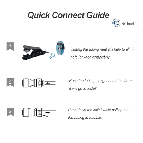 16PCS 1/4-inch Water Purifier Parts Kit. 32FT 1/4" O.D.Water Line With Well-Sealed Couplers Quick Fittings.Push To Connect 1/4 od water tubing Water Tube Fittings RO System (1/4 RO Tubing 32FT) - style: 1/4 RO Tubing 32FT