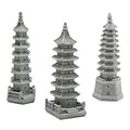 Saihisday 3PCS Mini Pagoda Sandstone Sculpture, Chinese Zen Pagoda Figurines for Garden, Office Home Desktop Decor - size: Hexagon Pagoda Statue