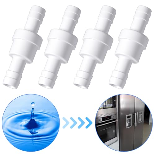 4 PCS 3/8" Check Valve, Check Valve Non Return Ozone Resistance Barb Hose Aquarium Checks Valves for Pump Vacuum Oil Water Gas Fuel, White