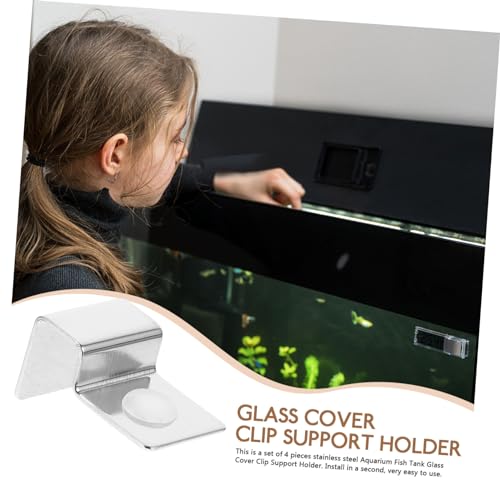 YARNOW Aquarium Clips for Glass Cover 4pcs Stainless Steel Support Bracket Fish Tank Mounting Easy to Clean - size: Size 3