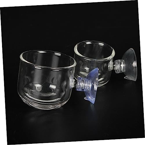 BESPORTBLE 2-piece Glass Feeding Cup for Fresh Saltwater Aquariums Fish Feeder Suction Cup Ideal for Brine Shrimp Eggs Aquarium Equipment Supplies Size s