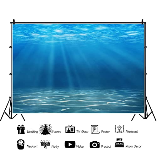 Laeacco Underwater World Background 13x8ft Photography Background Undersea Sunlight Deep Blue Water Sun Ray Backdrop Seabed Children Birthday Home Decoration Party Kid Boy Newborn Photo Studio Props - size: 13x8ft